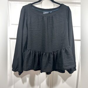 Anthropologie black top with peplum flowy blouse